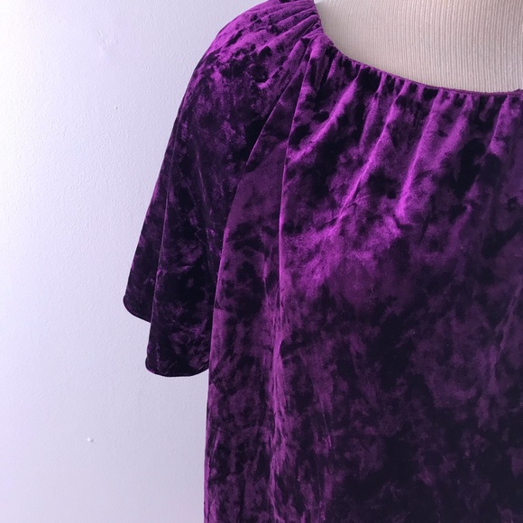 Cooper & Ella Purple Velvet Off the Shoulder Top - Picture 4 of 8